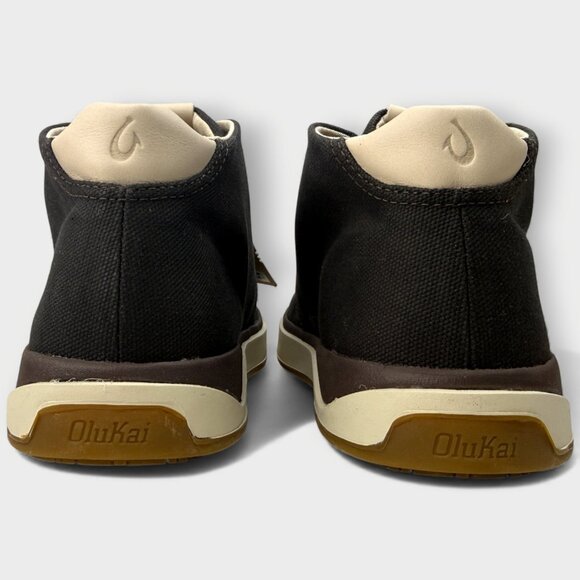 OluKai Papaku Chukka Boots Men 11.0 Dark Wood Canvas Leather Waterproof - Picture 5 of 14